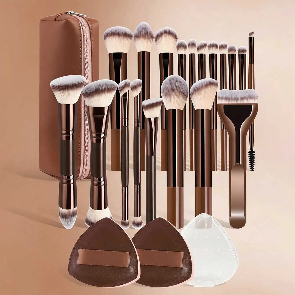 LUXEBLEND Dual-Ended Makeup Brush Set – Professional Travel Brushes for Foundation, Eyeshadow & Blending (5, 6, 10, 18 or 22 Pcs)