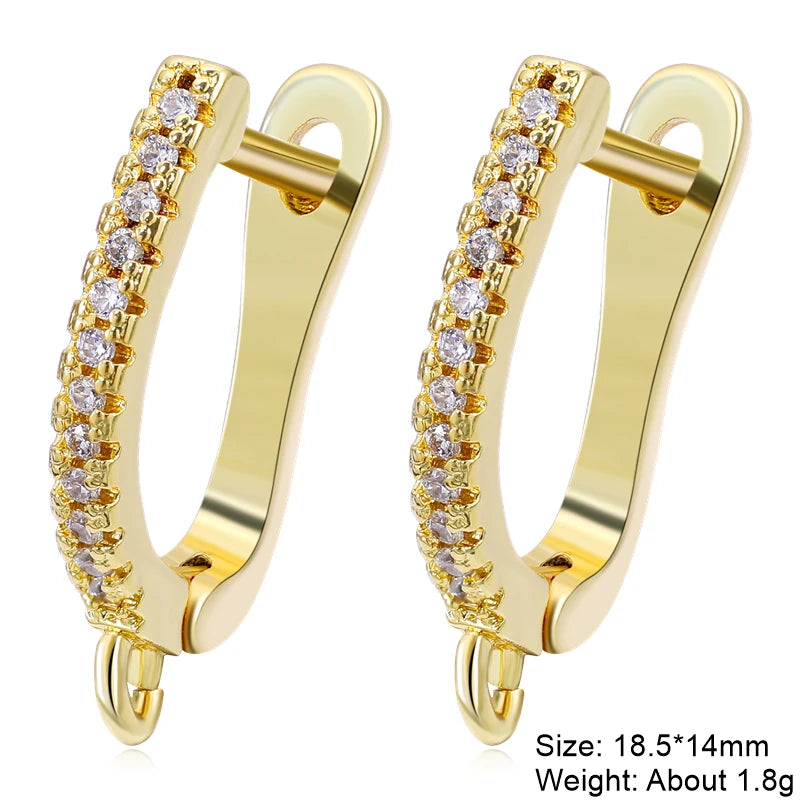 Juya 18K Gold & Silver Plated Earring Hooks – Micro Pave Zircon DIY Jewelry Findings