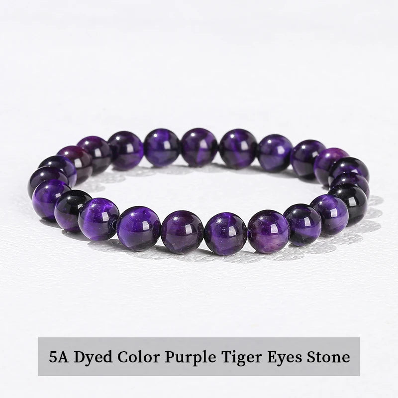 Natural Gemstone Bead Bracelet — Amethyst, Tiger Eye, Crystal, Agate & More | Reiki Healing Jewelry