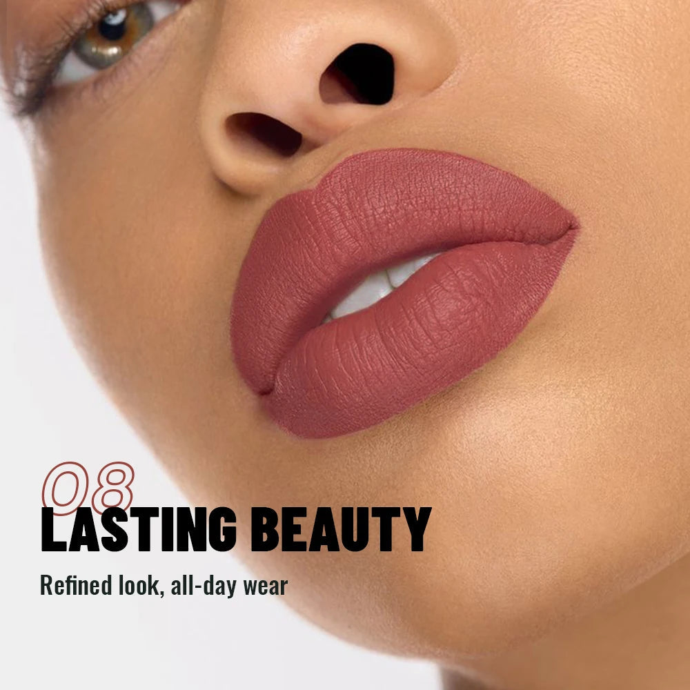 1PC Matte Velvet Lip Gloss - Highly Saturated Liquid Lip Mud, Non-Stick Long-Lasting Formula, 10-Shade Mixed Palette Nanasbeautyholic