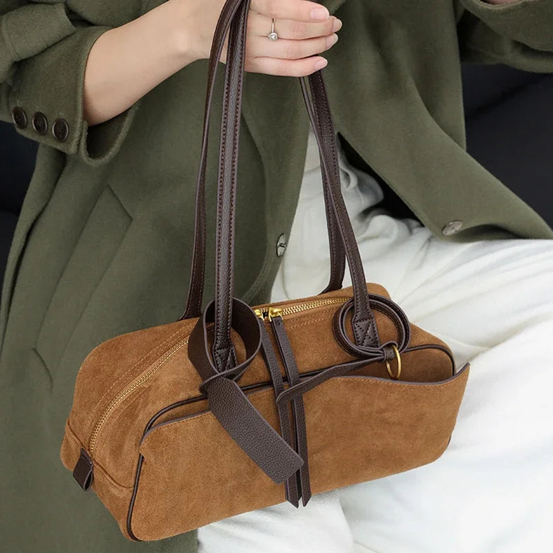 Genuine Leather Tote Bag – Soft Cowhide Shoulder Bag for Women