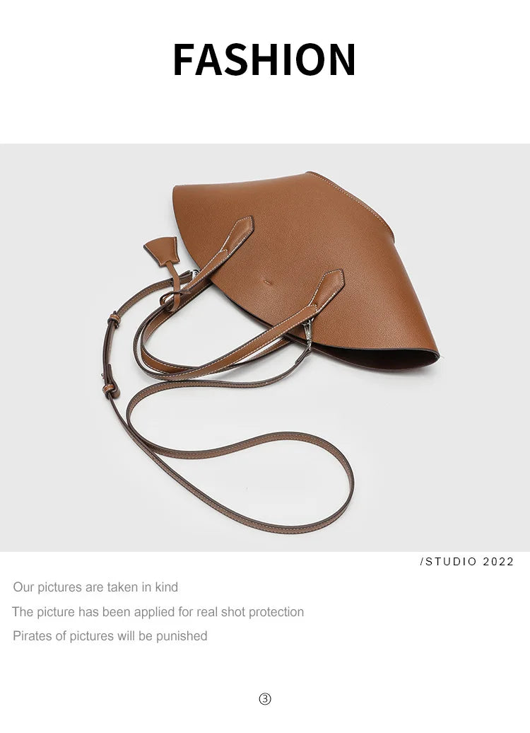 Vintage Shell-Shape Tote Bag – Large Capacity PU Leather Women's Shoulder Bag