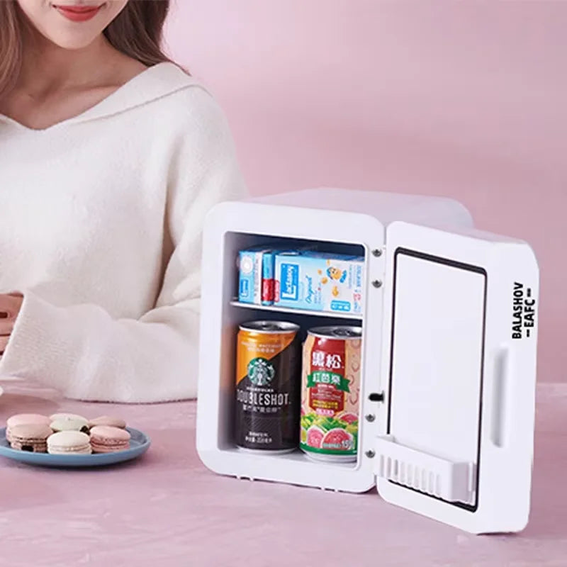 Mini Makeup Fridge WIth LED Light Mirror Portable Cosmetic Storage
