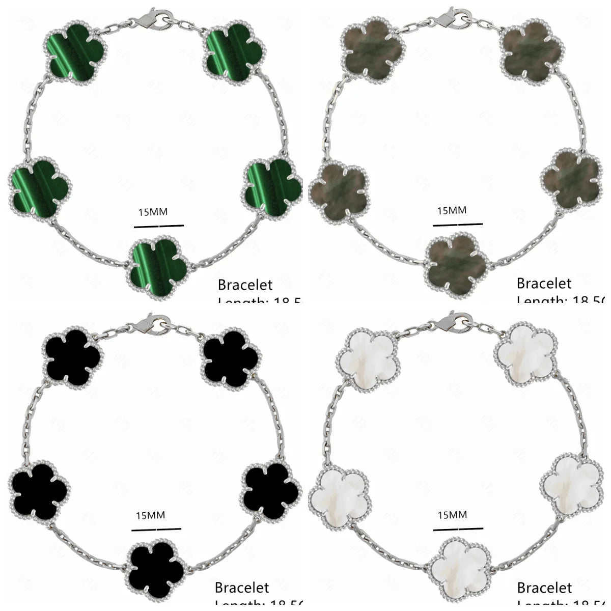 Lucky Clover Natural Mother of Pearl Bracelet & Necklace – Gold & Silver