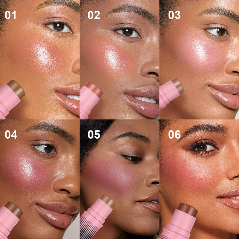 6-Shade Blush & Contour Cream Stick – Waterproof Concealer & Highlighter for a Flawless Finish