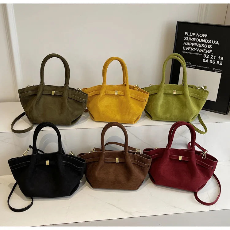 Matte Leather Suede Tote Handbags for Women