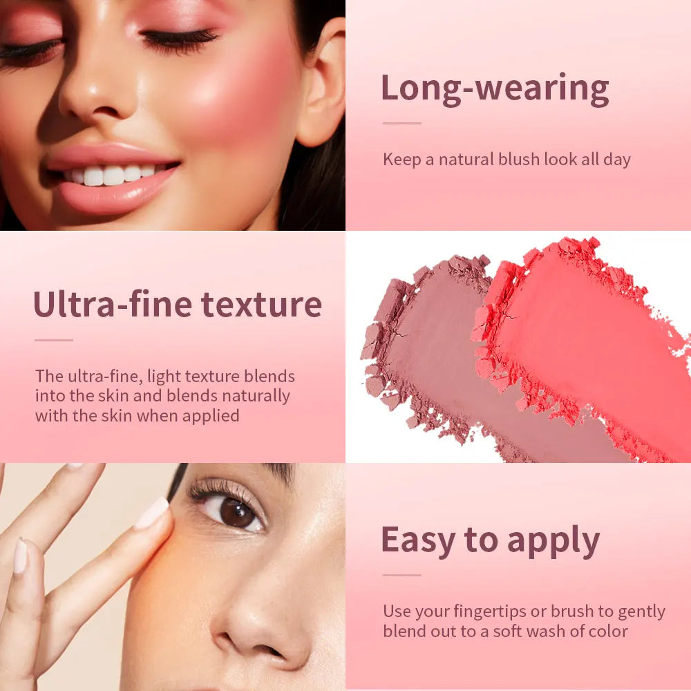 Embossed Matte Blush Palette – High-Pigment Cheek Powder for a Natural Rosy Glow