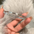 Waterproof Stainless Steel Geometric Bangle | Platinum Plated | Women's Trendy Fashion Bracelet