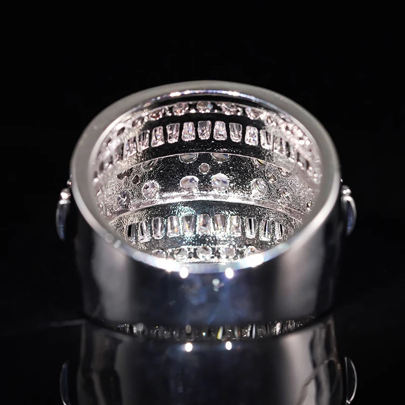 Cubic Zirconia Cocktail Ring for Women | Geometric Wide Band | Prong Setting | Trendy Party & Wedding Jewelry