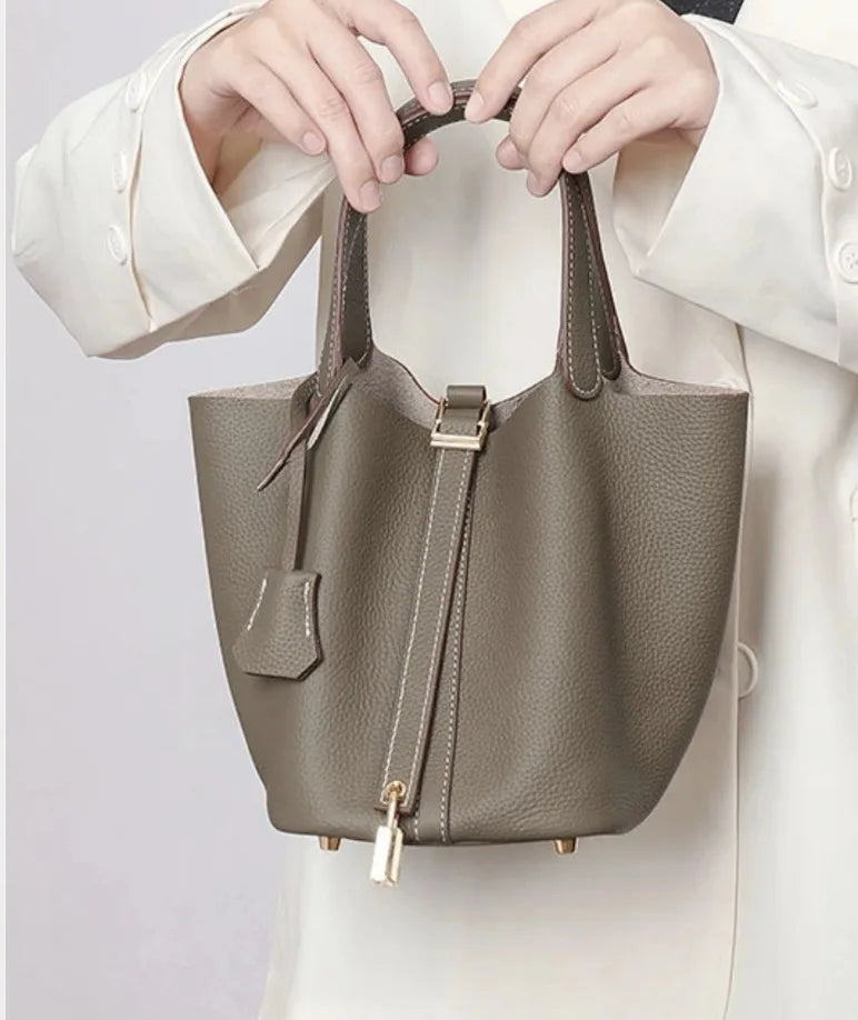 Faux Leather Bucket Bag – Chic & Versatile Women's Handbag