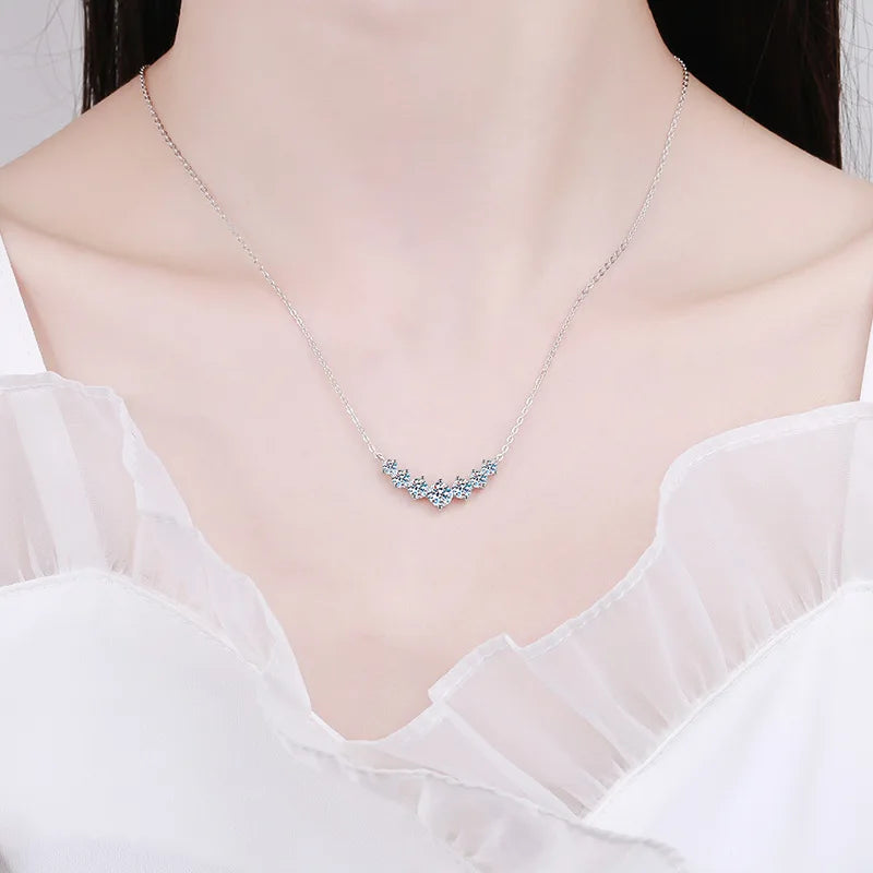 Oval Moissanite Pendant Necklace | 925 Silver 18K White Gold Plated | D Color VVS1 | GRA Certified | DOTEFFIL