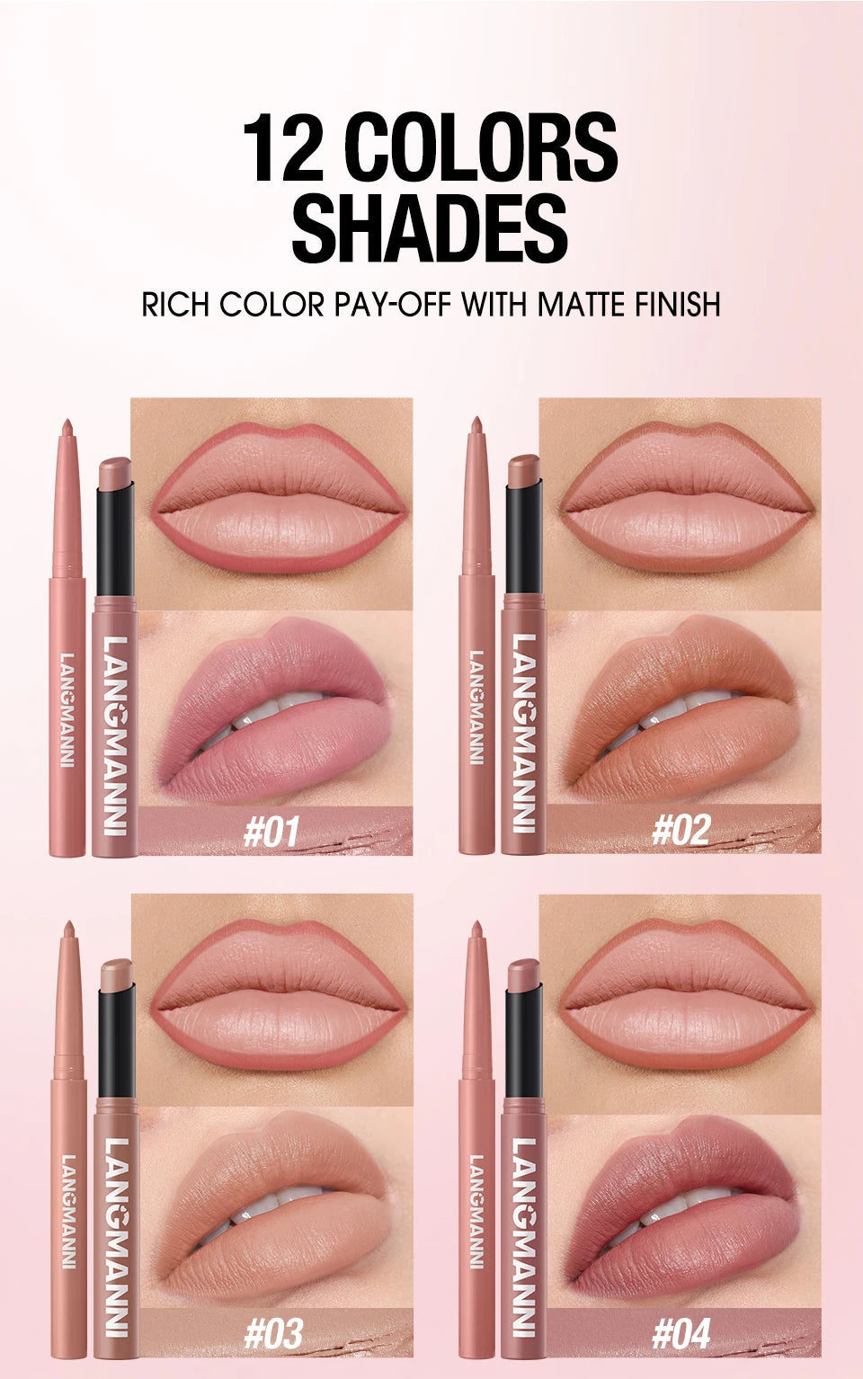 Integrated waterproof lipliner+lipstick lipstick lipstick set,no smudge,no fade,no cup,durable,easy to create a perfect makeup! Nanasbeautyholic