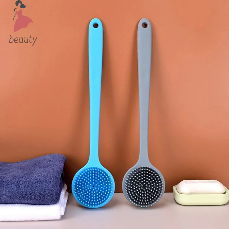 Silicone Back Scrubber,Long Handle Body Scrubber,Light&Easy-to-Hold Shower Brush For Skin Cleaning&Exfoliating With A Free Hook Nanasbeautyholic
