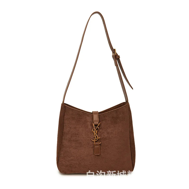 Luxe Faux Leather Bucket Bag – Large Capacity Hobo Shoulder Bag for Women