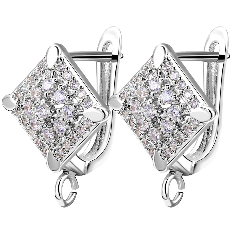Juya 18K Gold & Silver Plated Earring Hooks – Micro Pave Zircon DIY Jewelry Findings