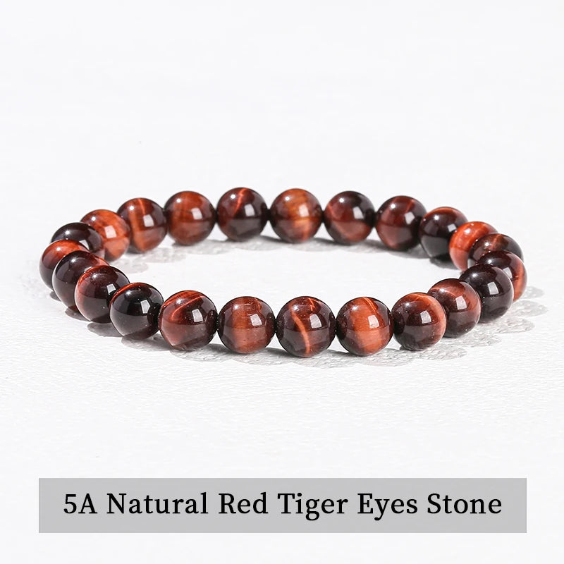 Natural Gemstone Bead Bracelet — Amethyst, Tiger Eye, Crystal, Agate & More | Reiki Healing Jewelry