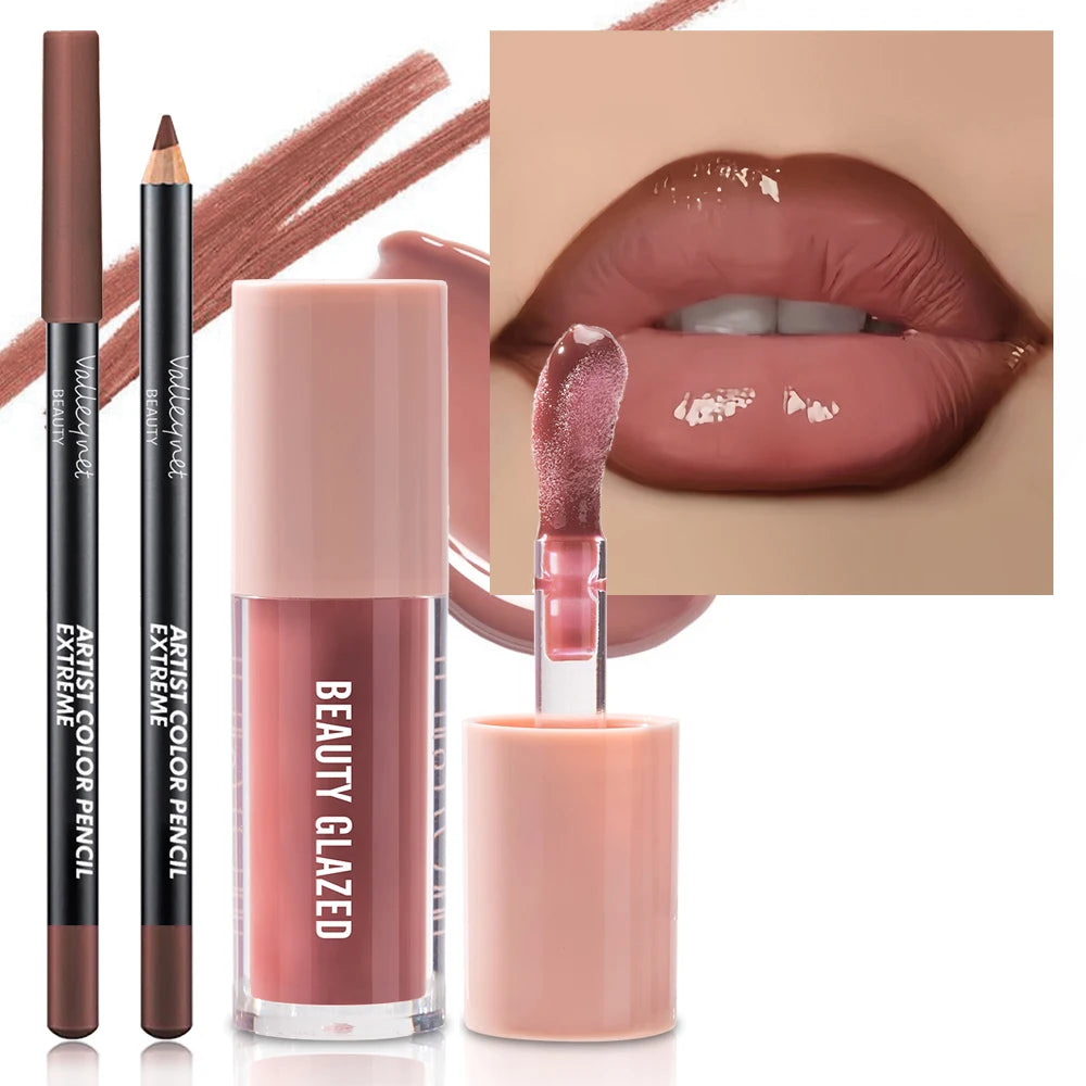 2pcs/Set Velvet Texture Lip Makeup,Matte Effect, Red, Brown Colors, Create a Moisturizing and Natural Lip Makeup Nanasbeautyholic