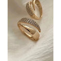 Gold Plated Sun Ring — Natural Stone Inlay, Hollow Metal Texture Statement Ring