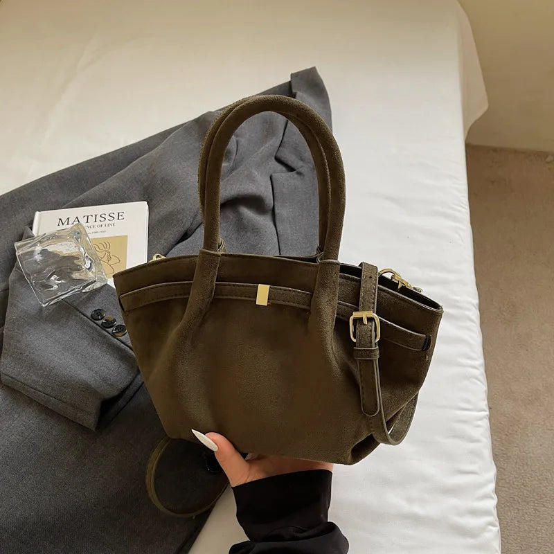 Matte Leather Suede Tote Handbags for Women