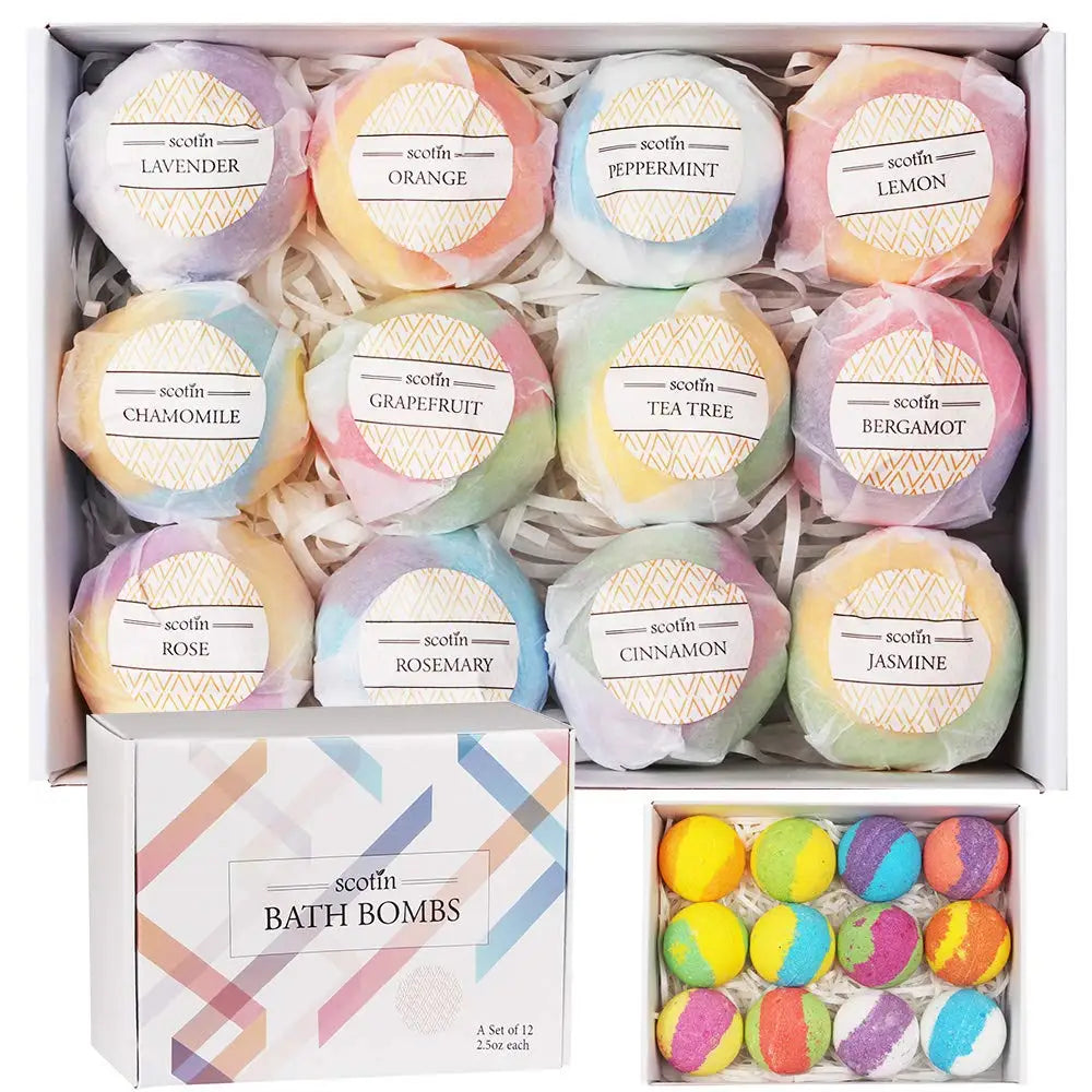 Bath Bombs for Kids and Women, 12 Natural Handmade Bath Bomb Gift Set, Bubble Bath Bombs - Perfect Self Care Relaxing Spa Gifts Nanasbeautyholic