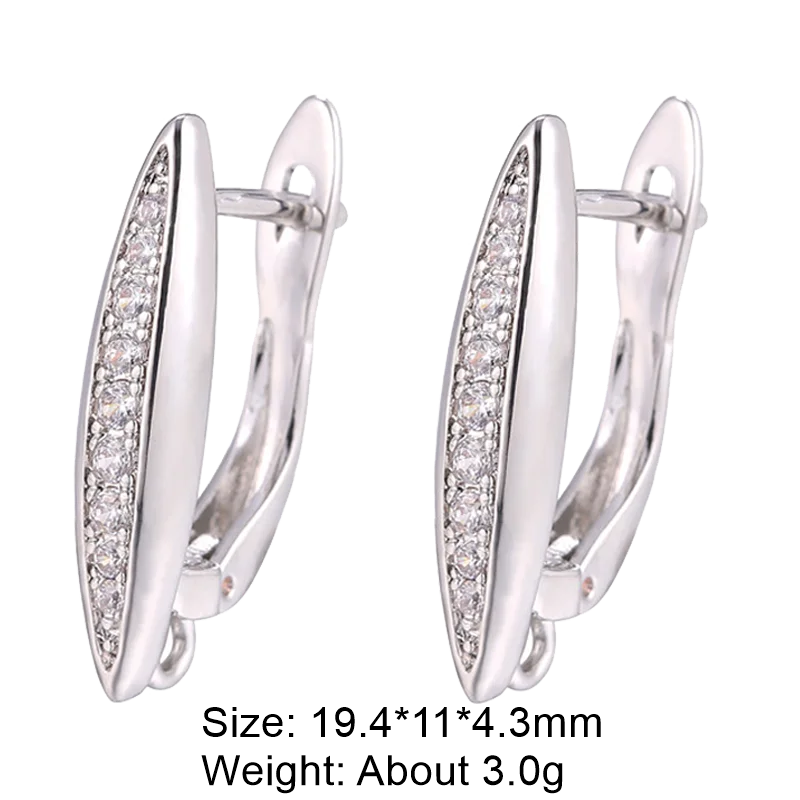 Juya 18K Gold & Silver Plated Earring Hooks – Micro Pave Zircon DIY Jewelry Findings