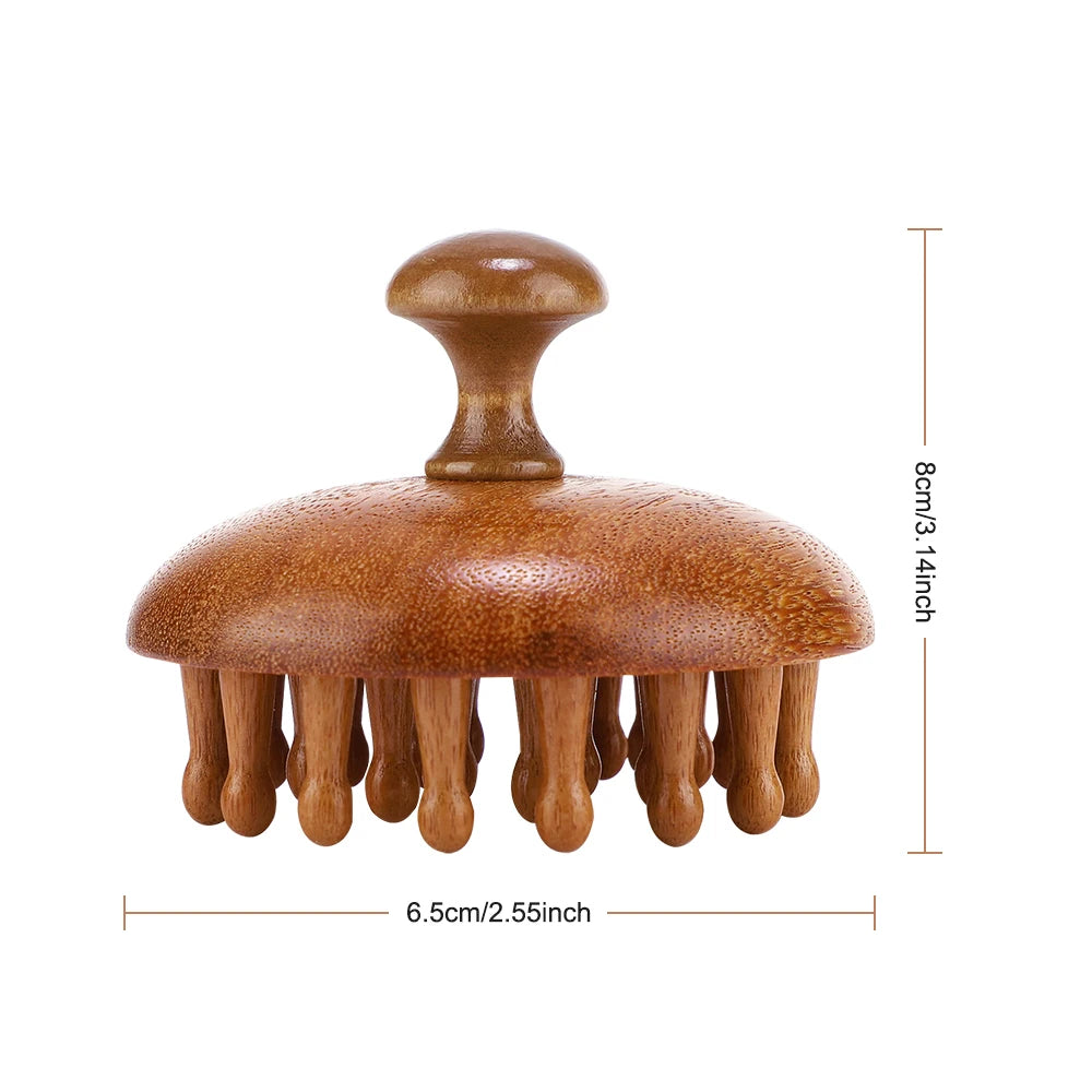 Multi-Functional Wood Therapy Massage Comb Scalp Head Massager Natural Sandalwood Circular Tooth Guasha Scraping Body Massager Nanasbeautyholic