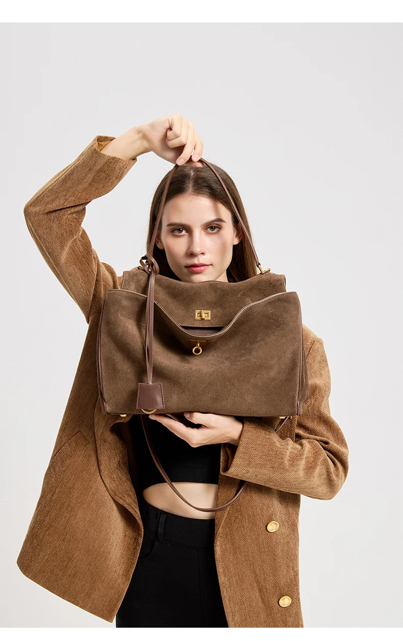 Women's Suede genuine leather Bag Shoulder Handbag Luxury Designer