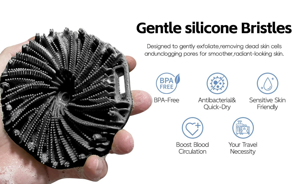 Silicone Body Scrubber Shower Brush Exfoliating Shower Scrubber with Non-Slip Hand Strap Silicone Body Buffer for Use in Shower Nanasbeautyholic