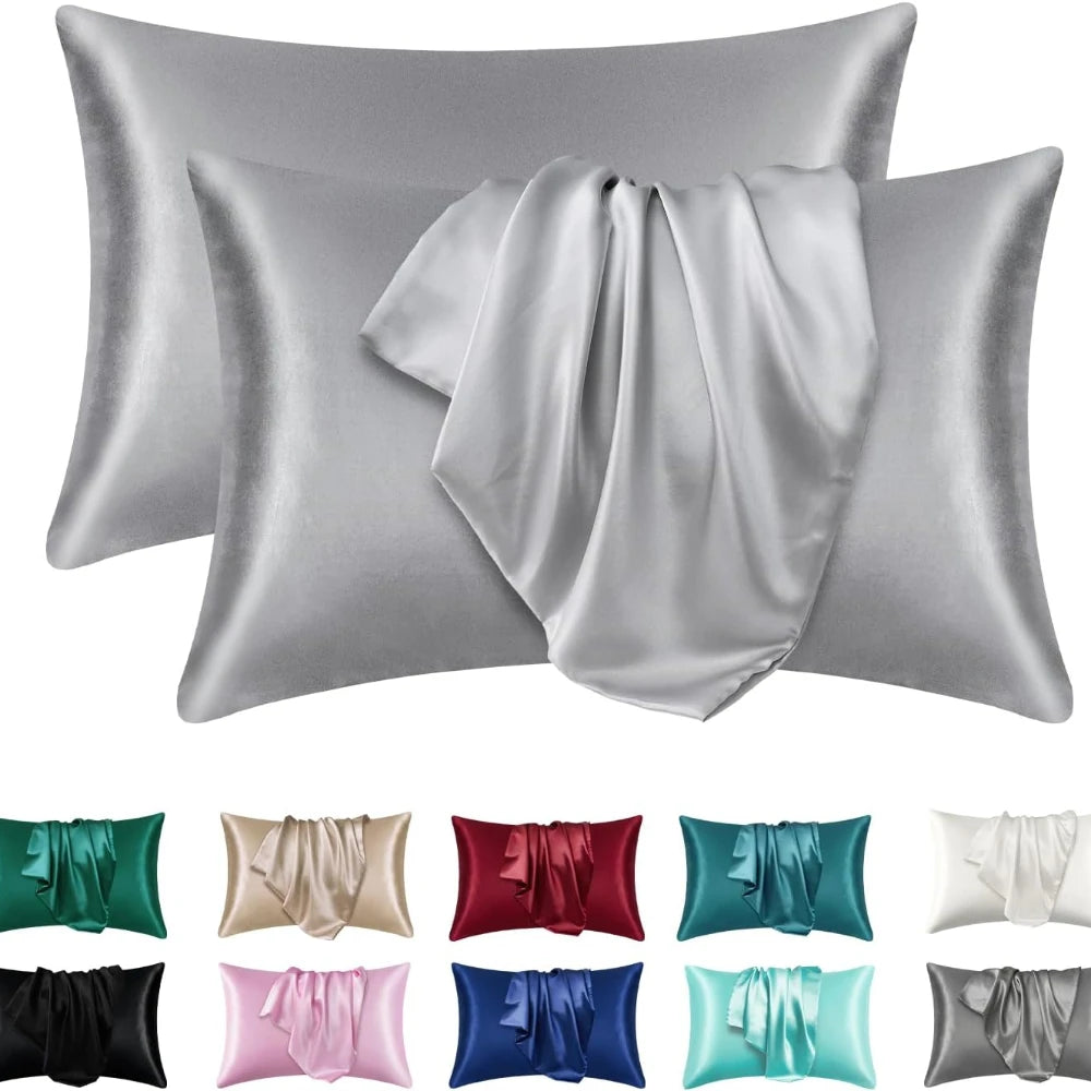 2pcs Satin Silk Pillowcase for Hair and Skin, Coral Pillow Cases Standard Size Set of   Super Soft Pillow Case Nanasbeautyholic
