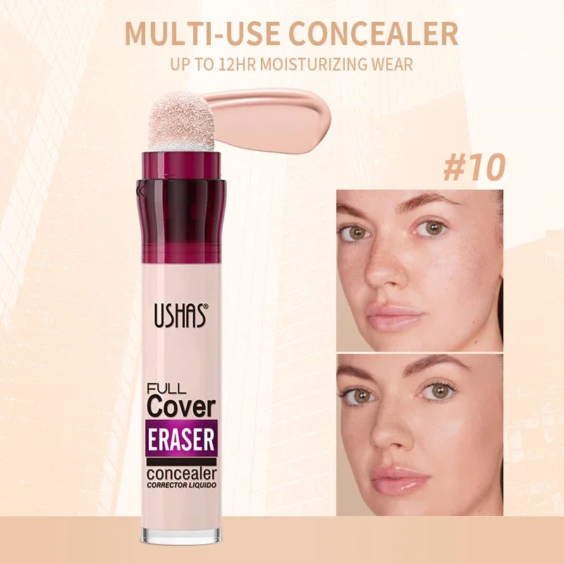 USHAS Sponge Tip Concealer – Full Coverage for Dark Circles, Freckles & Acne | 12 Shades