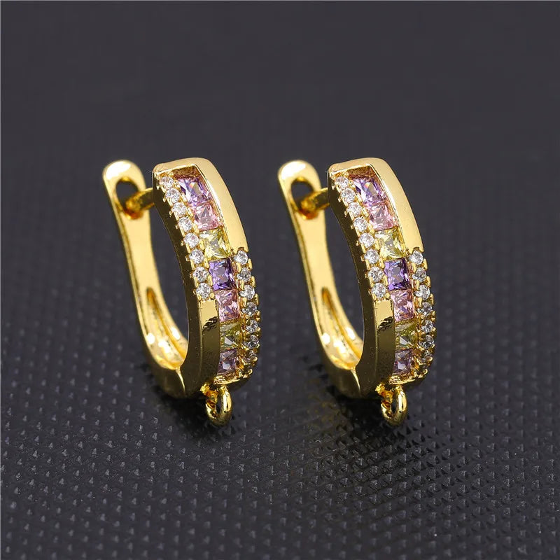 Juya 18K Gold & Silver Plated Earring Hooks – Micro Pave Zircon DIY Jewelry Findings