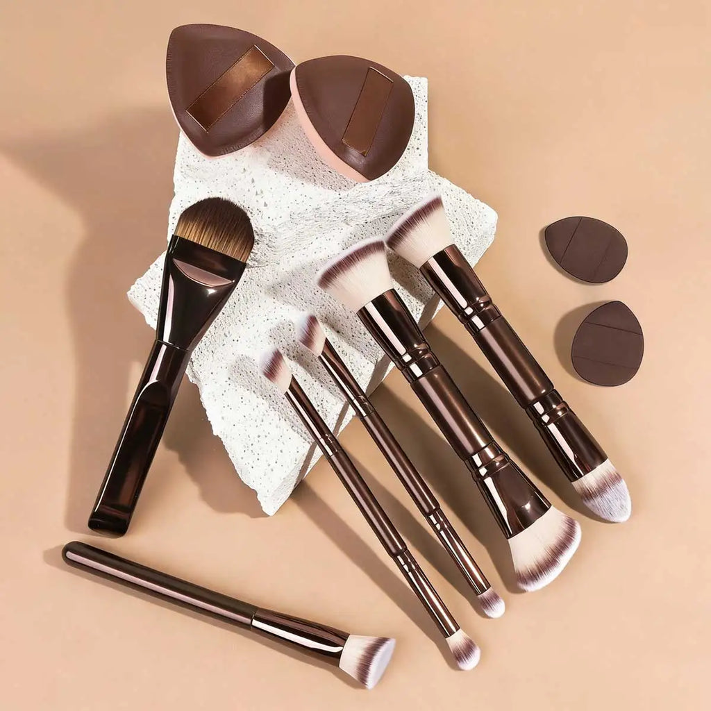 LUXEBLEND Dual-Ended Makeup Brush Set – Professional Travel Brushes for Foundation, Eyeshadow & Blending (5, 6, 10, 18 or 22 Pcs)