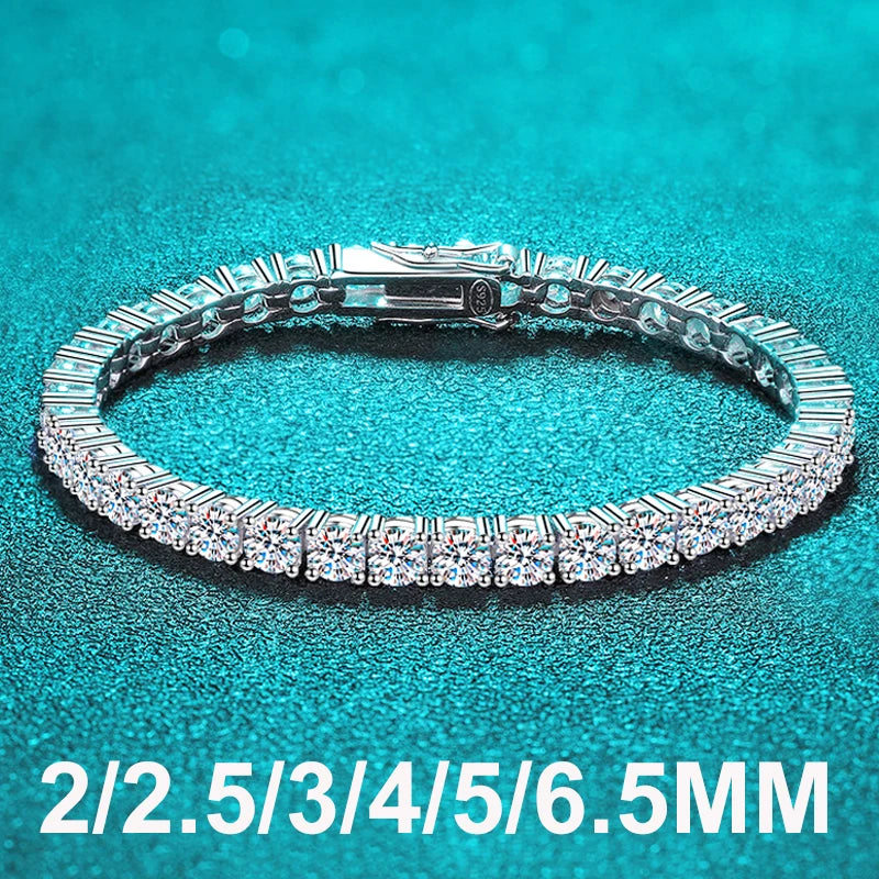 925 Sterling Silver Moissanite Tennis Bracelet | VVS1 D Color | GRA Certified | 3mm 4mm 5mm