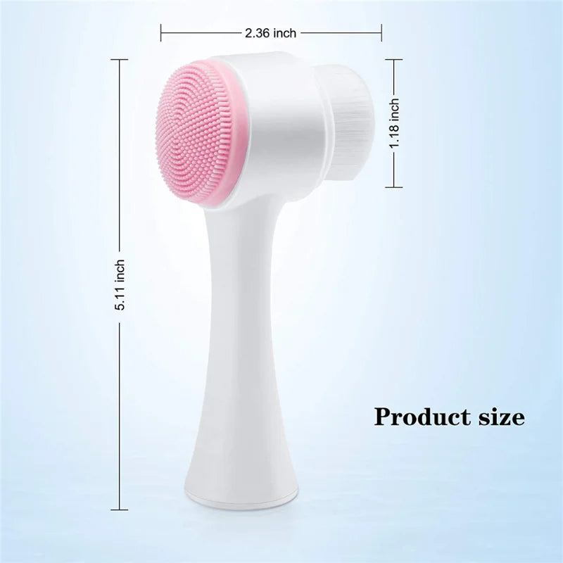 3D Double Silicone Facial Cleansing Brush Manual Massage