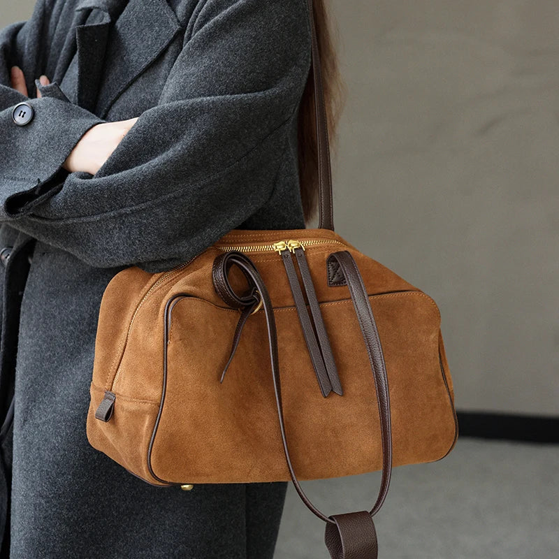 Genuine Leather Tote Bag – Soft Cowhide Shoulder Bag for Women