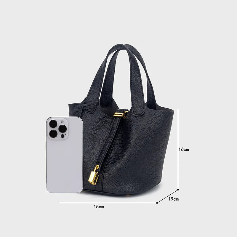 Faux Leather Bucket Bag – Chic & Versatile Women's Handbag