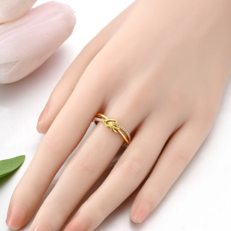 925 Sterling Silver Heart Star Moon Ring | Sparkling Zircon | Gold Chain Design | Women's Fine Jewelry Gift