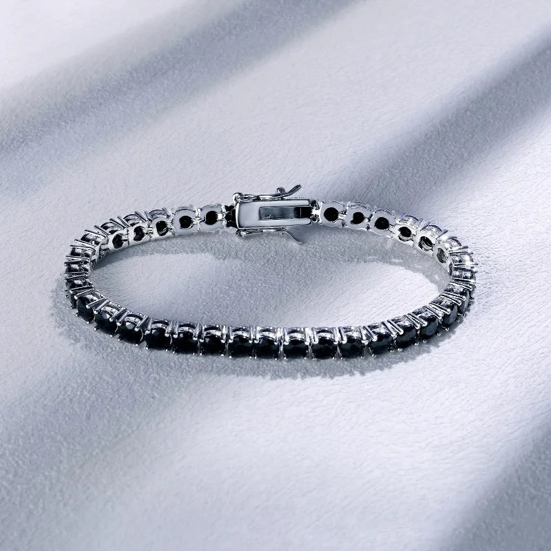 925 Sterling Silver Zircon Bangle — 18K Gold Plated, 5A Grade Sparkling Bracelet