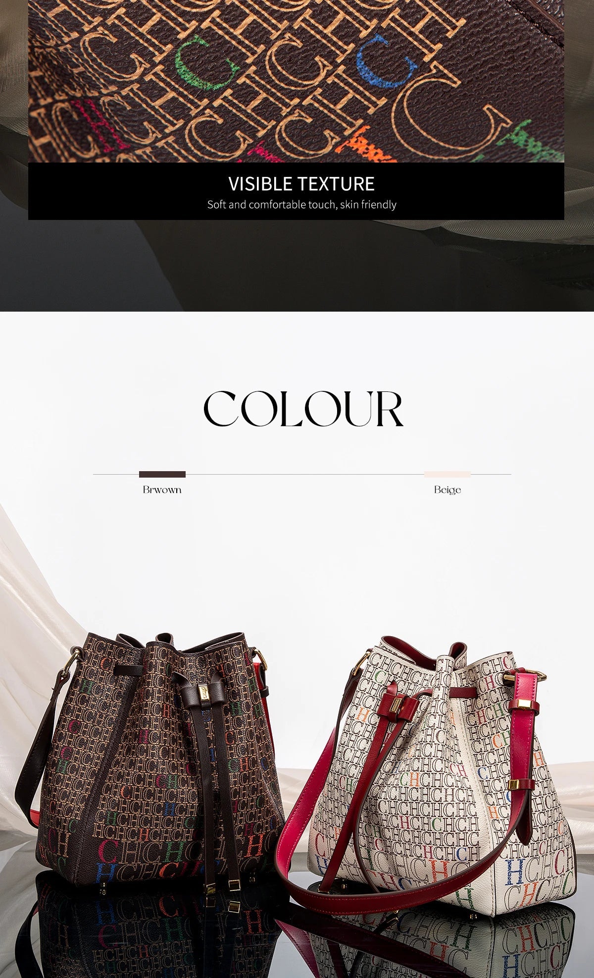 Luxury Classic Women's Handbag Bucket Bag Fashion PVC Printed Shoulder Luxury Brand Women Designer Wallet Classic Nanasbeautyholic