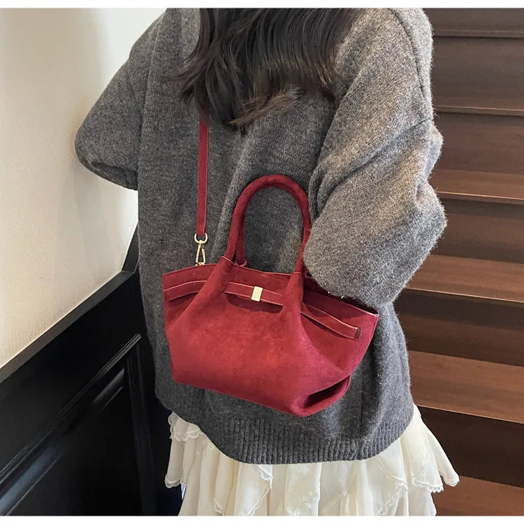 Matte Leather Suede Tote Handbags for Women