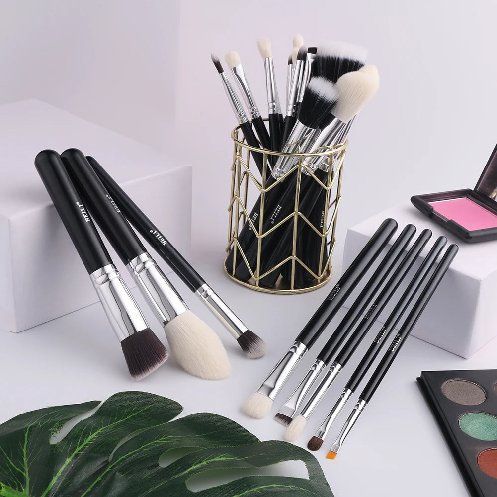BEILI Black Makeup Brush Sets Professional Natural Goat Fiber Hair Brush Foundation Kakubi Contour Eyeshadow Beauty Tool brochas Nanasbeautyholic