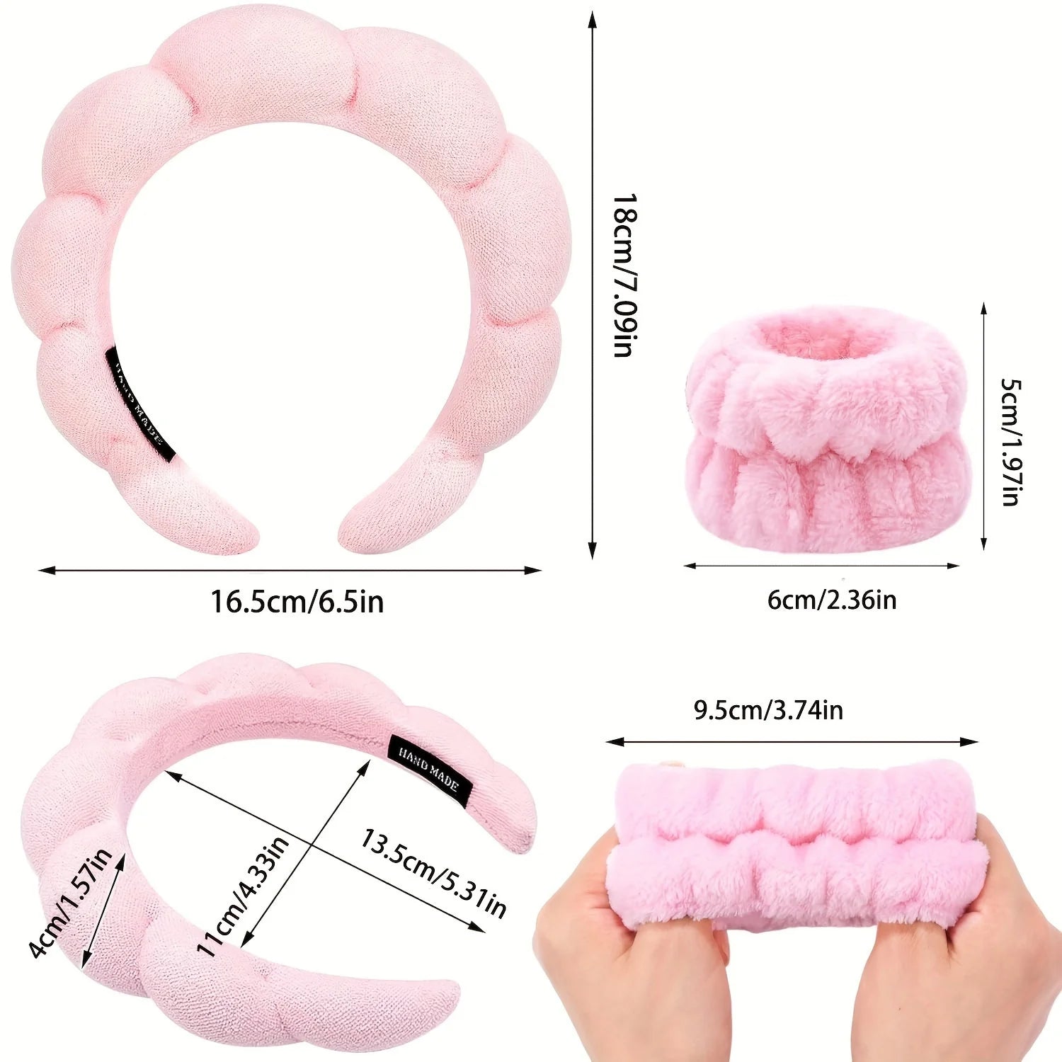 4PCS Stylish Washing Headband Set Wristbands Scrunchies Spa Bubble Headband for Washing Face Makeup Shower Skincare Nanasbeautyholic