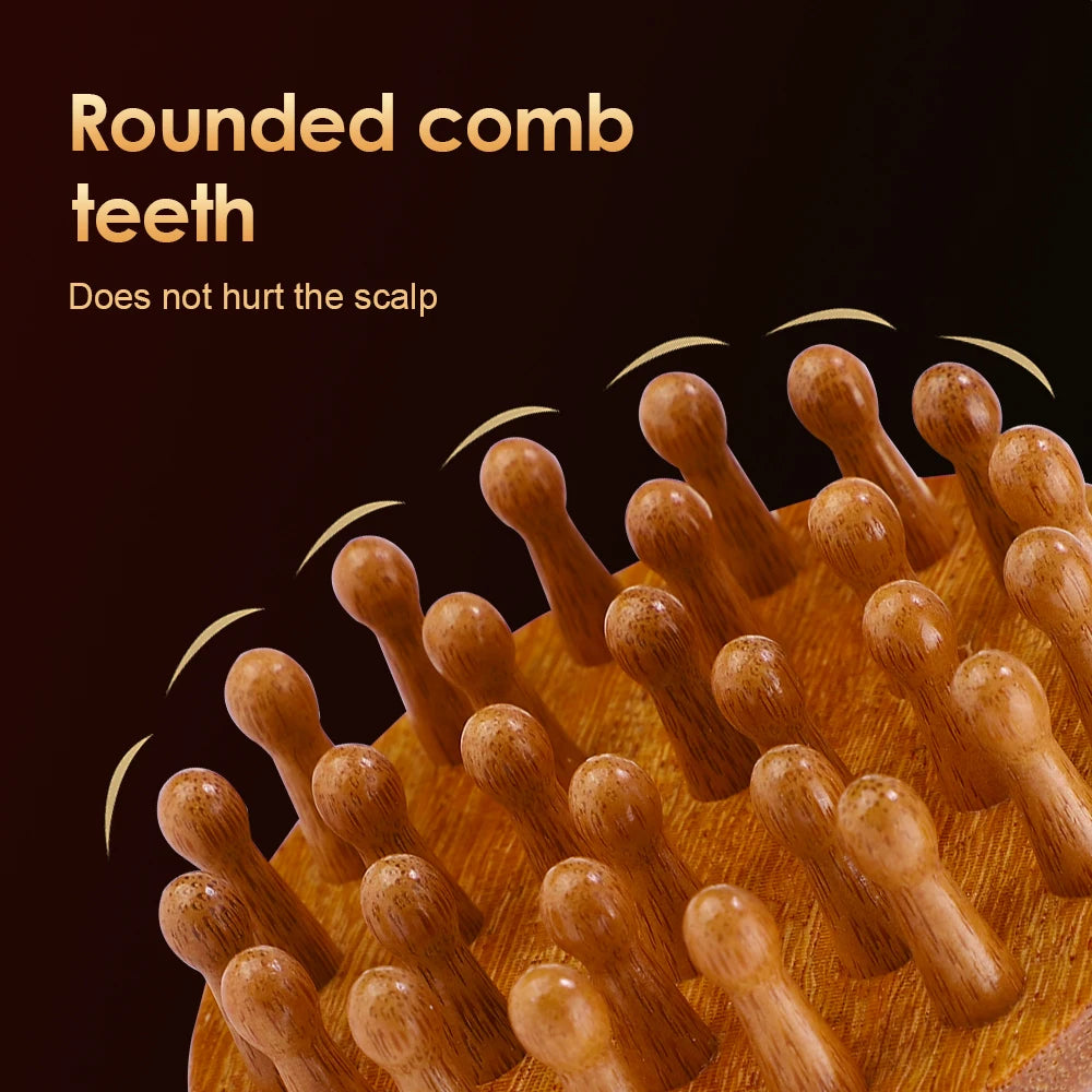 Multi-Functional Wood Therapy Massage Comb Scalp Head Massager Natural Sandalwood Circular Tooth Guasha Scraping Body Massager Nanasbeautyholic