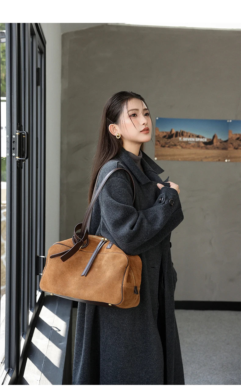 Genuine Leather Tote Bag – Soft Cowhide Shoulder Bag for Women