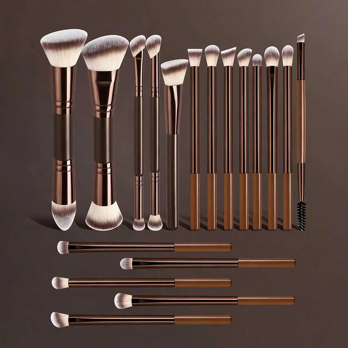 LUXEBLEND Dual-Ended Makeup Brush Set – Professional Travel Brushes for Foundation, Eyeshadow & Blending (5, 6, 10, 18 or 22 Pcs)