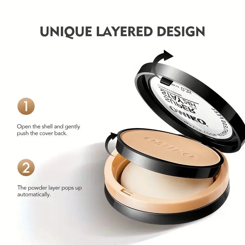 Pressed Powder Waterproof Long-lasting Full Coverage Face Compact Setting Powder Makeup Foundation Oil 3 Color Control Cosmetics Nanasbeautyholic