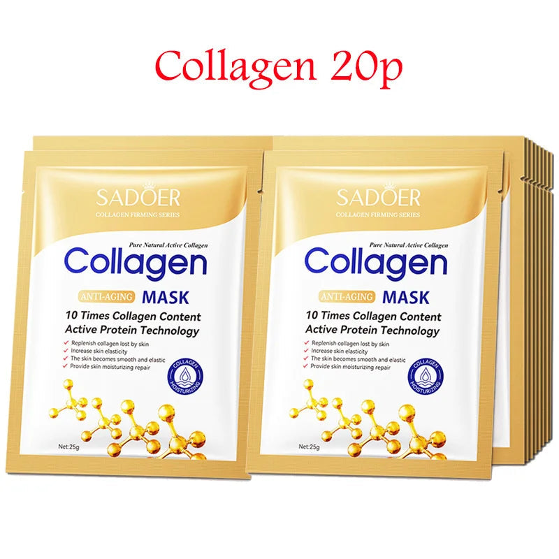 20pcs Hyaluronic Acid Collagen Face Mask skincare Moisturizing Firming Hydrating Facial Masks Sheet Mask Korean Skin Care Nanasbeautyholic
