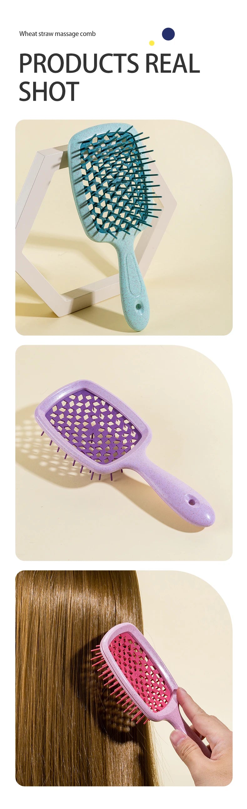 2pcs Professional Comb Detangling Hair Brush Scalp Massage Anti-static