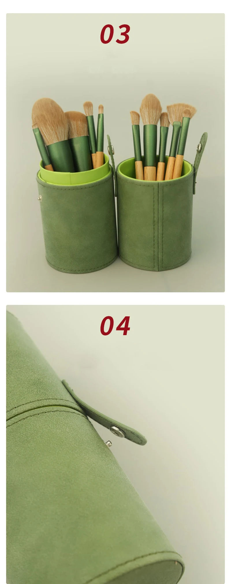 PU Leather Makeup Brush Bucket Portable Travel