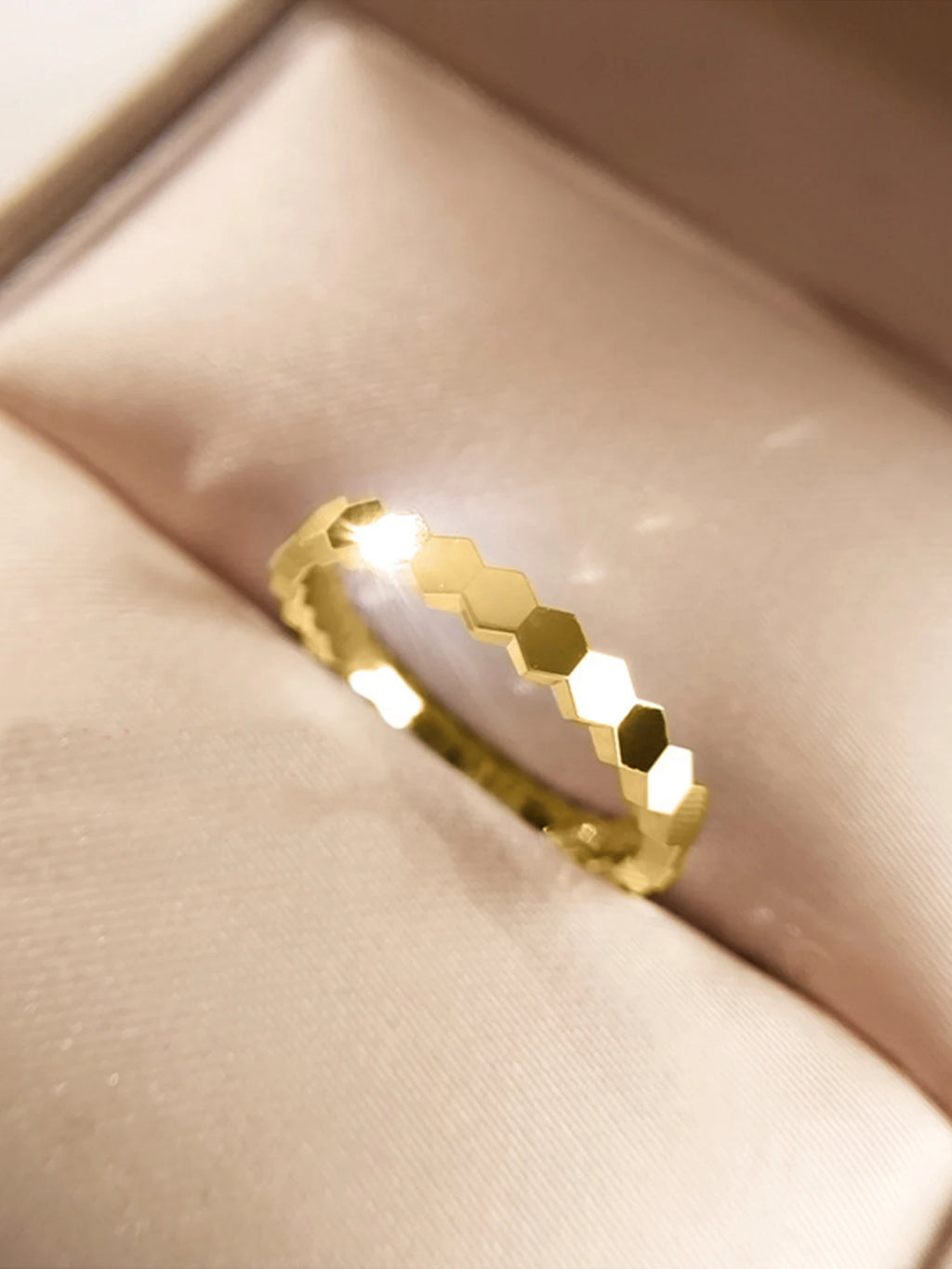 925 Sterling Silver Zircon Hexagon Ring | Gold, Silver & Rose Gold | Sizes 6–10 | Women's Fine Jewelry